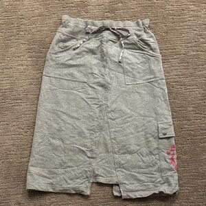 Bebe Sport Y2K Gray Beaded Midi Skirt